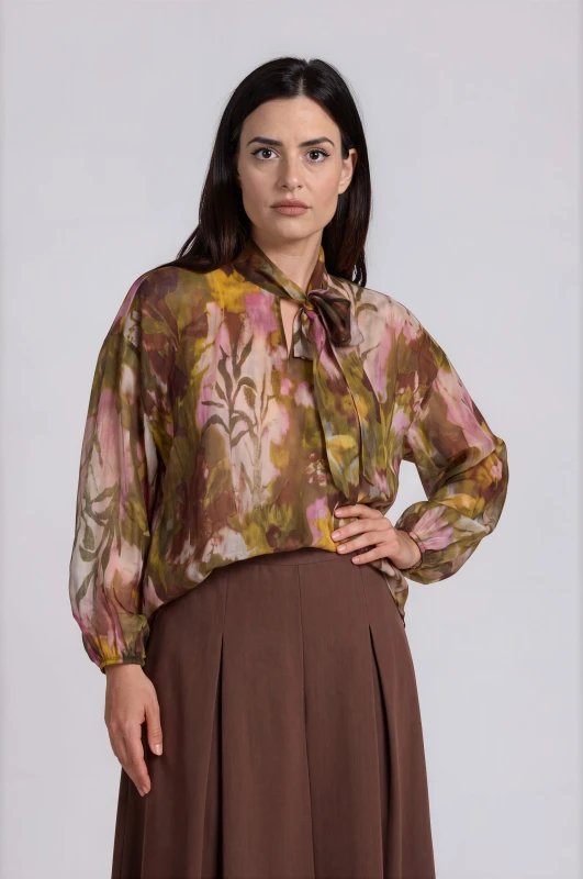 Μπλούζα Floral Mε Φιόγκο