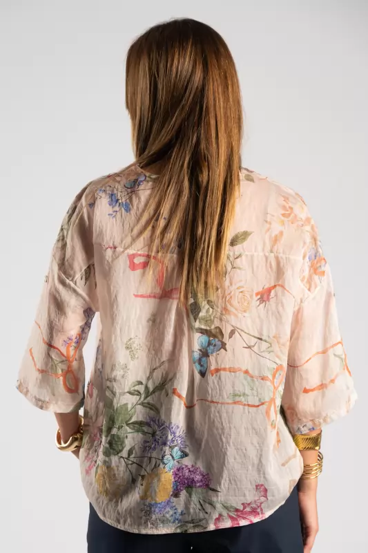 Μπλούζα Floral Πιέτες