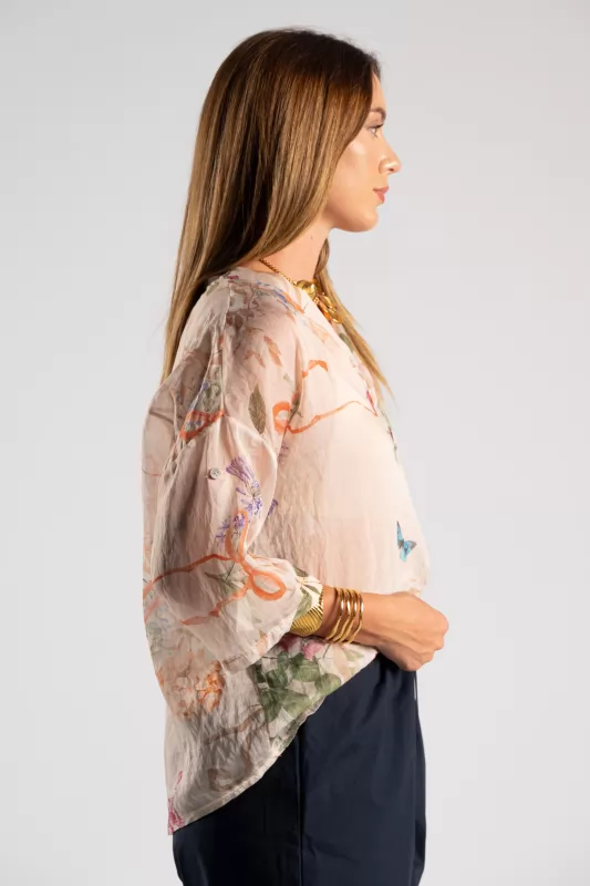Μπλούζα Floral Πιέτες
