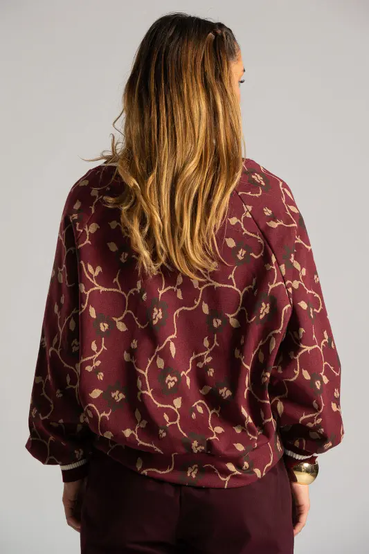 Floral Blouse Rib Details 