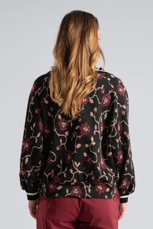 Floral Blouse Rib Details 