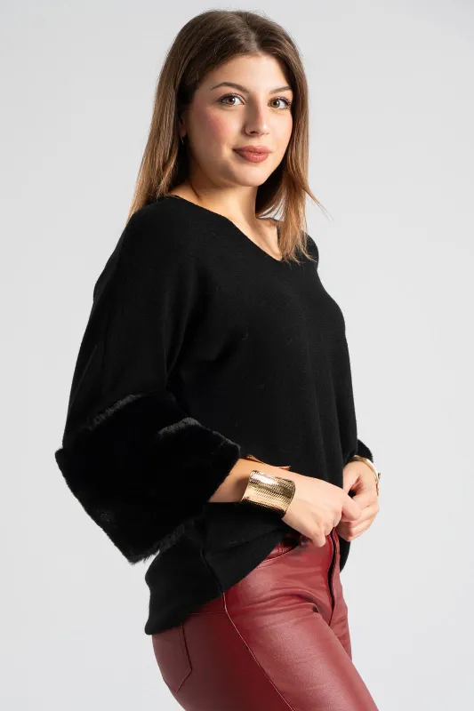 Μπλούζα Γούνινη Λεπτομέρεια Μανίκια