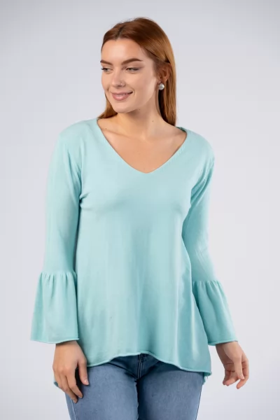 Blouse Bell Sleeves Turquoise
