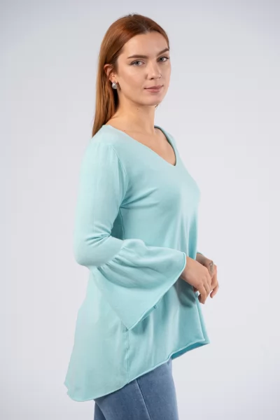 Blouse Bell Sleeves Turquoise