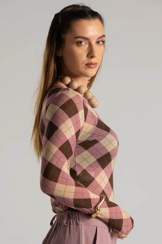 Blouse Argyle Checkered 