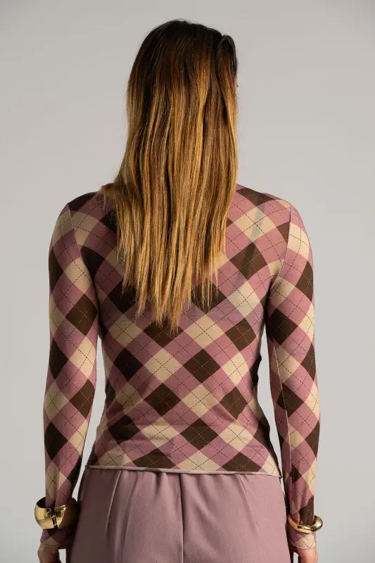 Blouse Argyle Checkered 