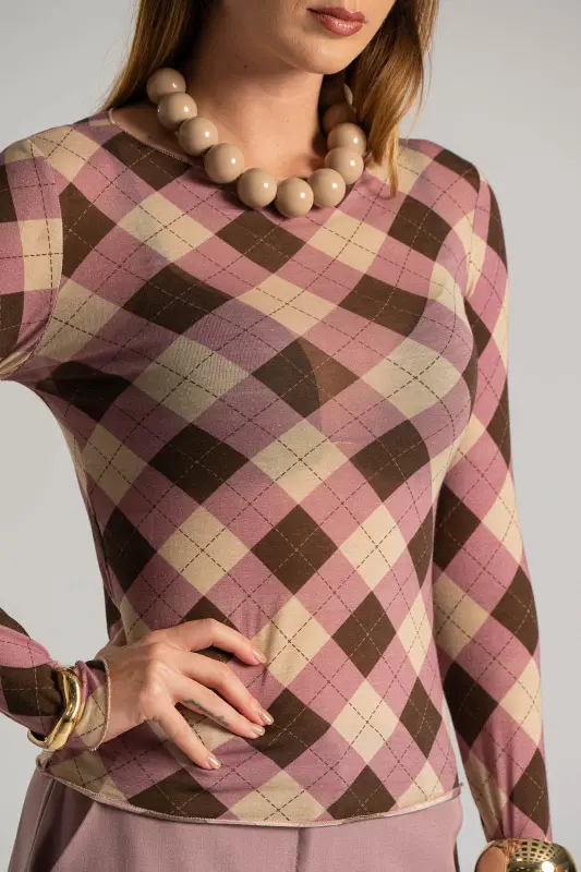 Blouse Argyle Checkered 