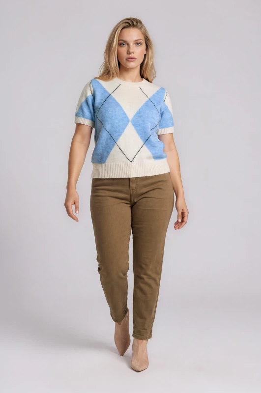 Blouse Argyle Short Sleeves