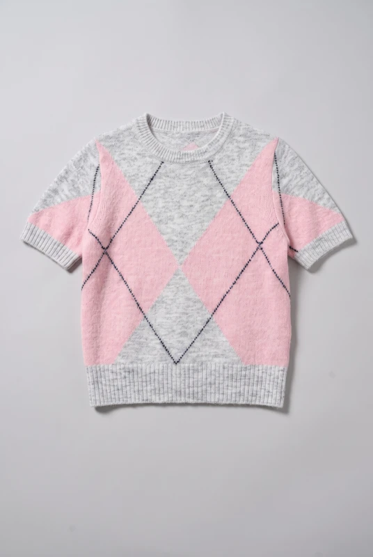 Blouse Argyle Short Sleeves