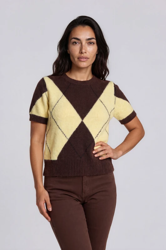 Blouse Argyle Short Sleeves