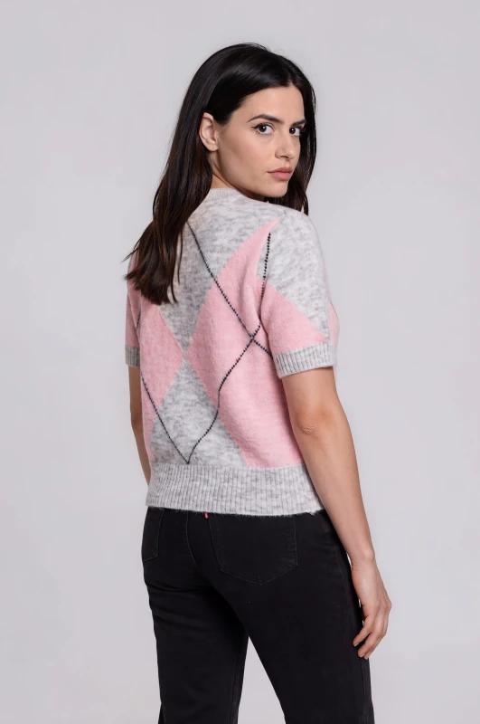 Blouse Argyle Short Sleeves