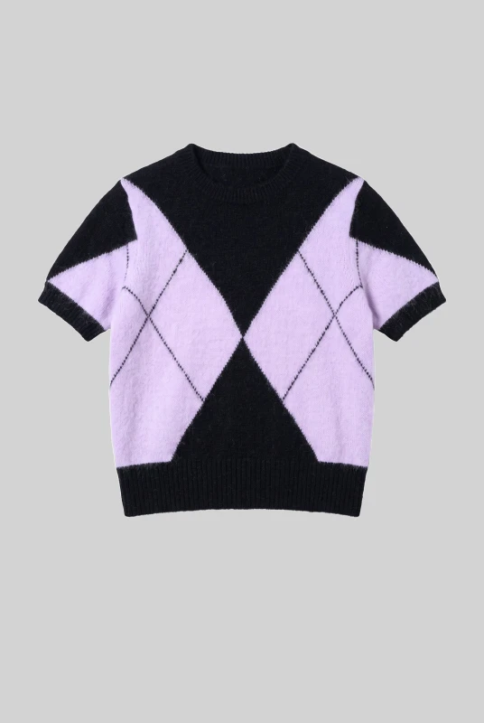 Blouse Argyle Short Sleeves