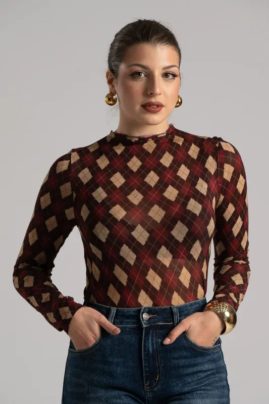Blouse Checkered Pattern 