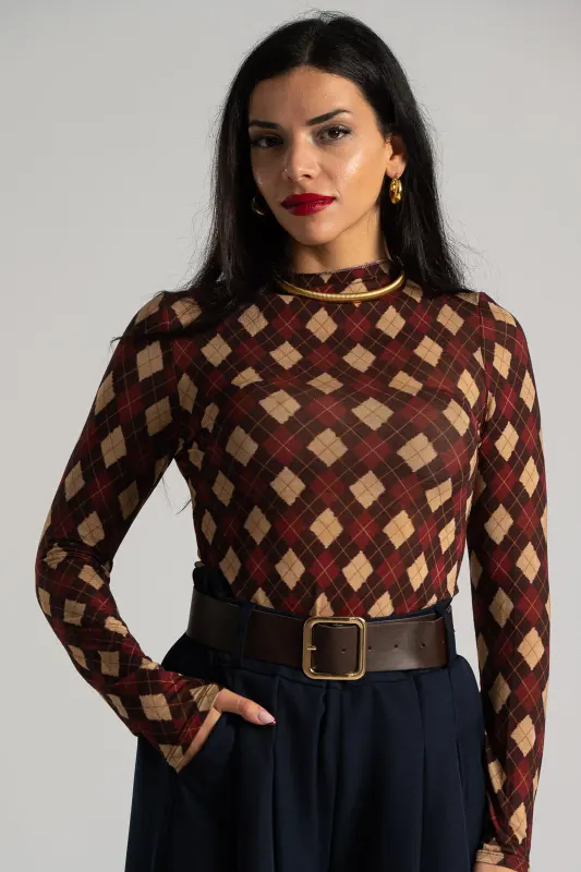 Μπλούζα Καρώ Μοτίβο