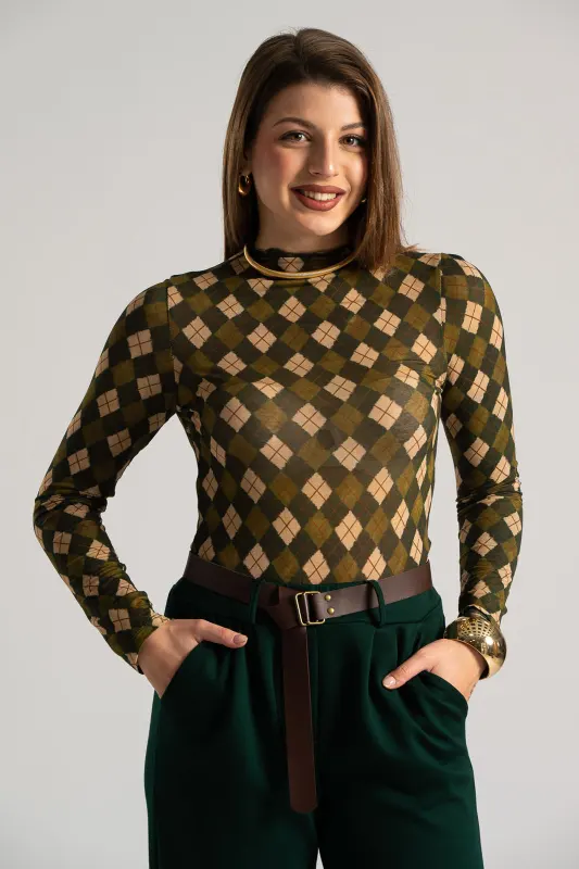 Μπλούζα Καρώ Μοτίβο