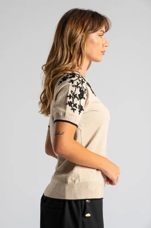 Blouse Short Sleeve Flowers