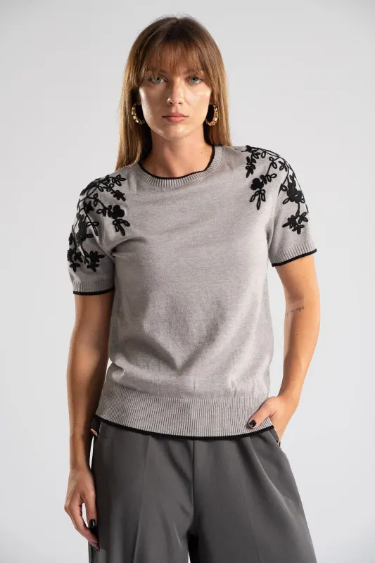 Blouse Short Sleeve Flowers