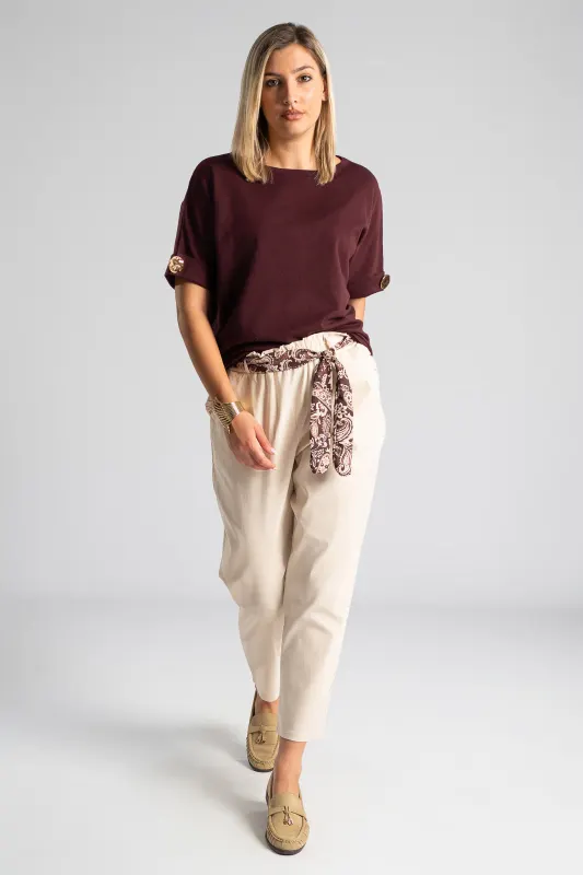 Blouse Short Sleeves Cuffs Button