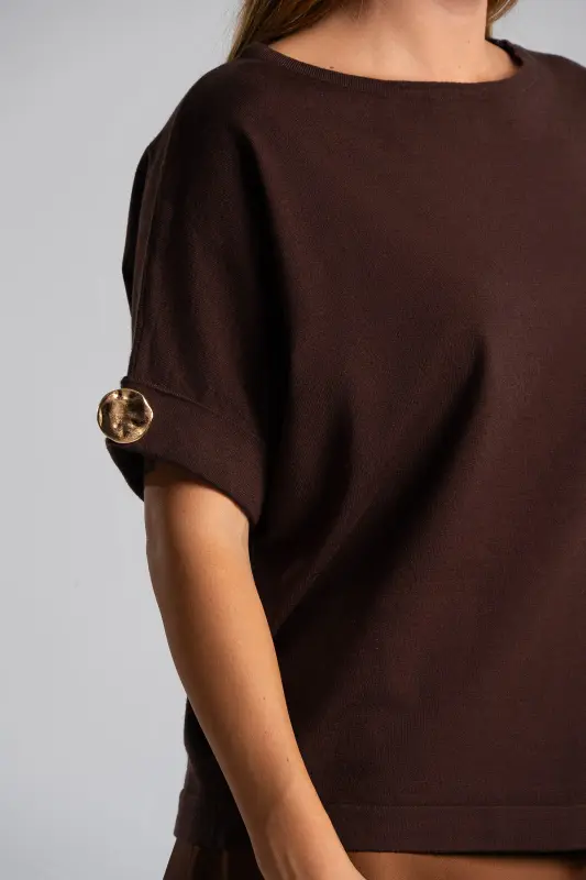Blouse Short Sleeves Cuffs Button
