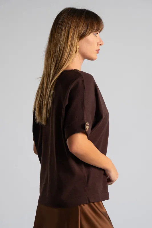 Blouse Short Sleeves Cuffs Button