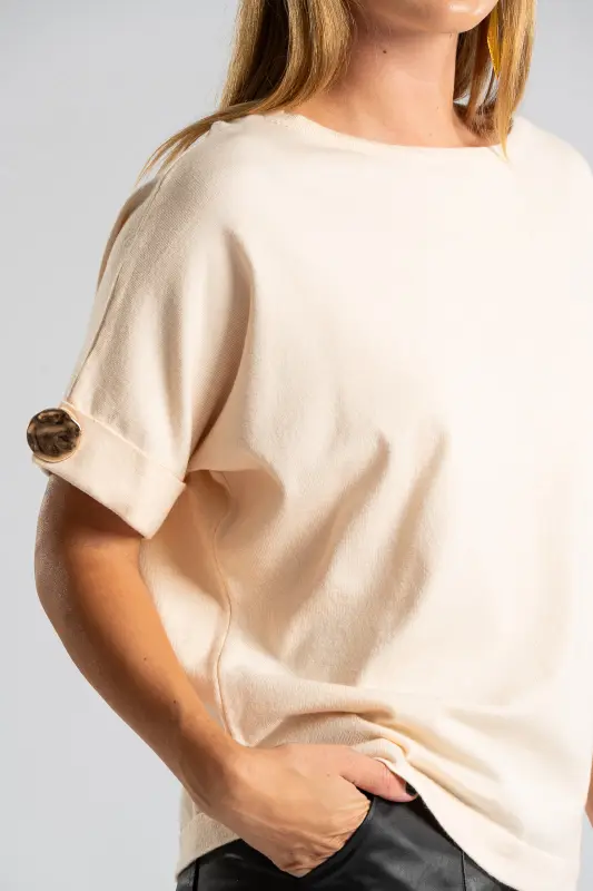 Blouse Short Sleeves Cuffs Button