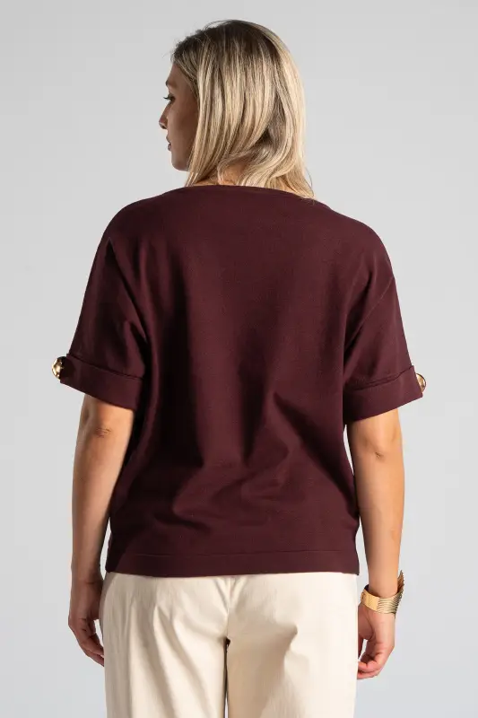 Blouse Short Sleeves Cuffs Button