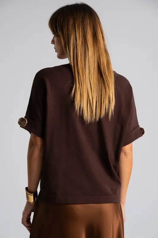 Blouse Short Sleeves Cuffs Button