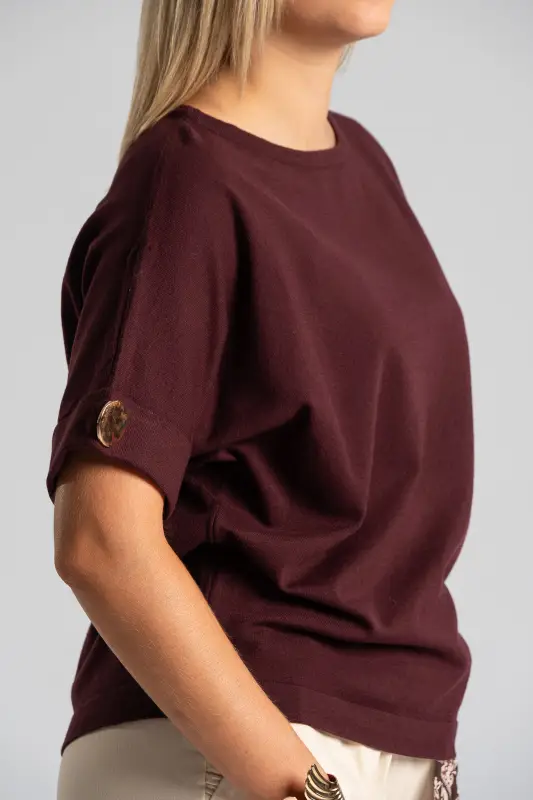 Blouse Short Sleeves Cuffs Button