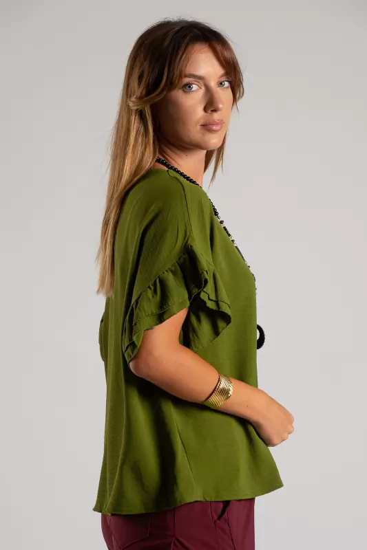 Blouse Short-sleeved Ruffles