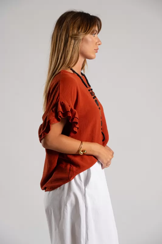 Blouse Short-sleeved Ruffles