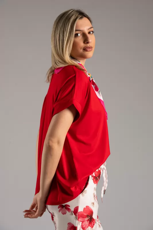 Blouse Short Sleeve Scarf