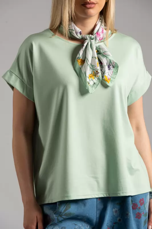 Blouse Short Sleeve Scarf