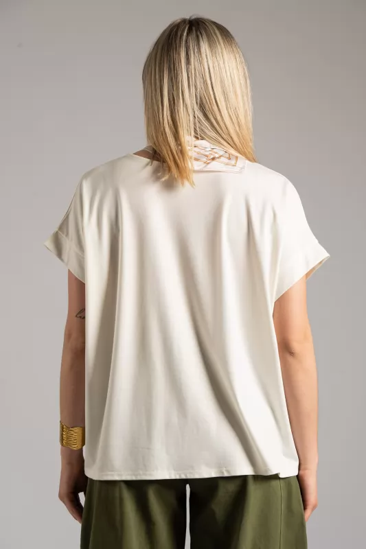 Blouse Short Sleeve Scarf