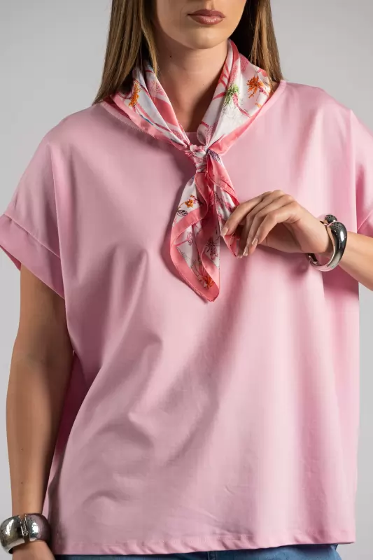 Blouse Short Sleeve Scarf