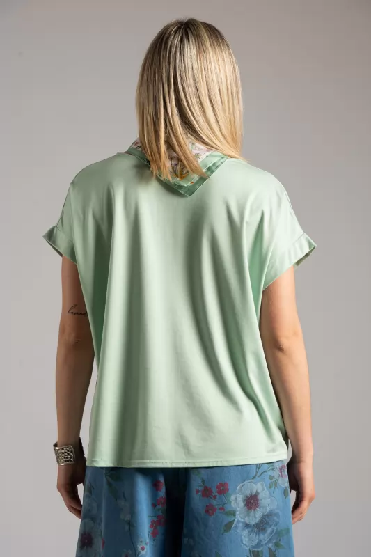 Blouse Short Sleeve Scarf