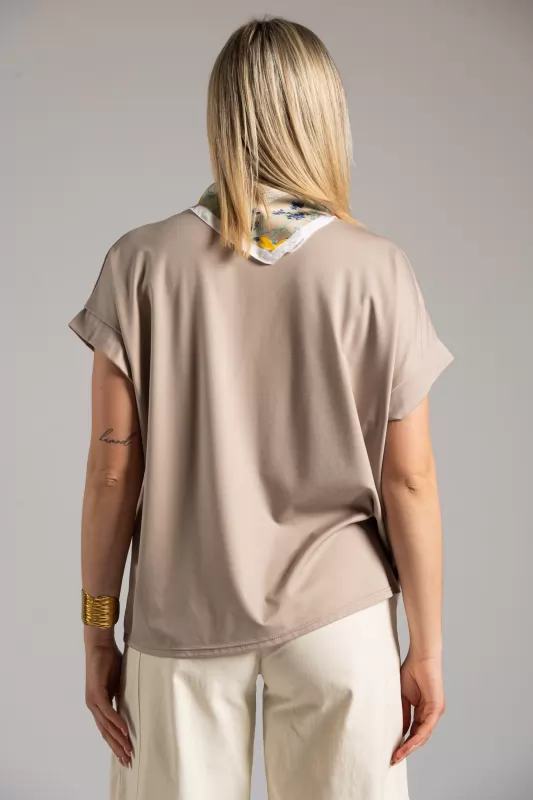Blouse Short Sleeve Scarf