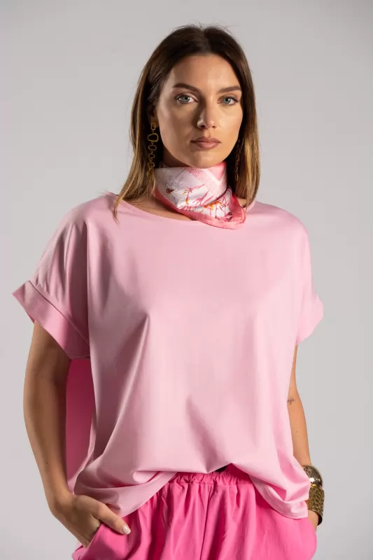 Blouse Short Sleeve Scarf