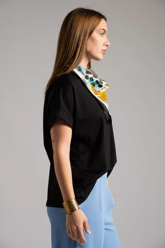 Blouse Short Sleeve Scarf