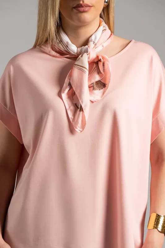 Blouse Short Sleeve Scarf