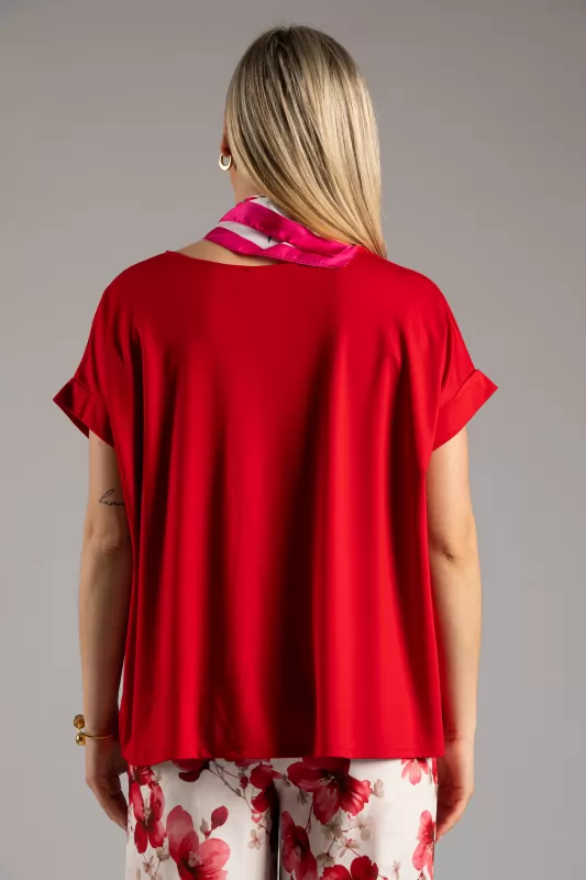 Blouse Short Sleeve Scarf