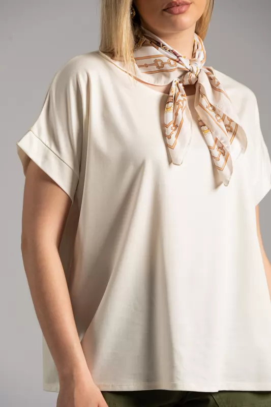 Blouse Short Sleeve Scarf