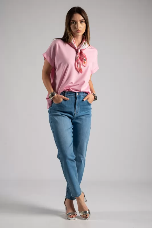 Blouse Short Sleeve Scarf