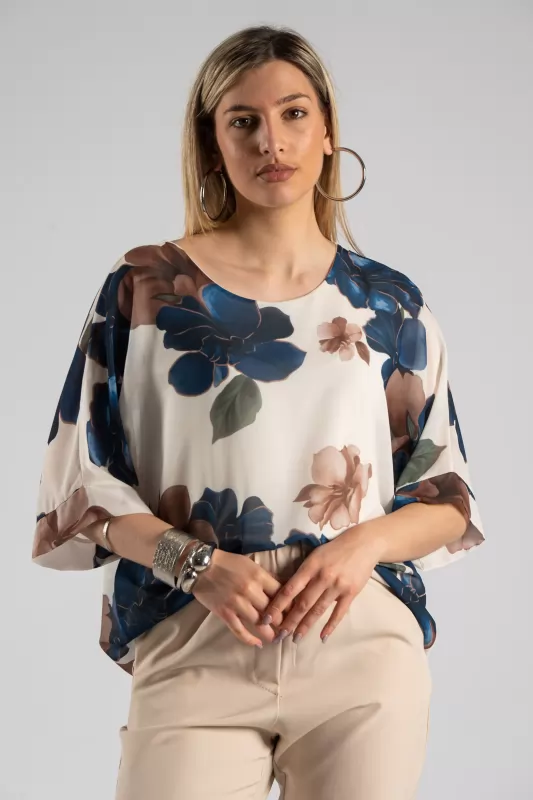 Blouse Short-Sleeved Flowers