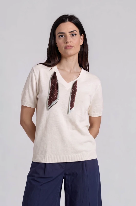 Short-sleeved Blouse Scarf