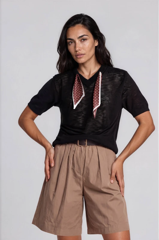 Short-sleeved Blouse Scarf