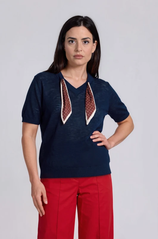 Short-sleeved Blouse Scarf