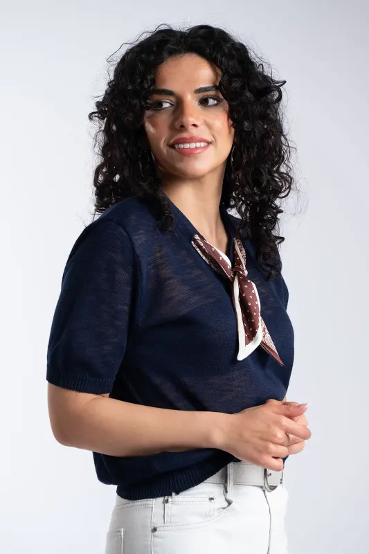 Short-sleeved Blouse Scarf