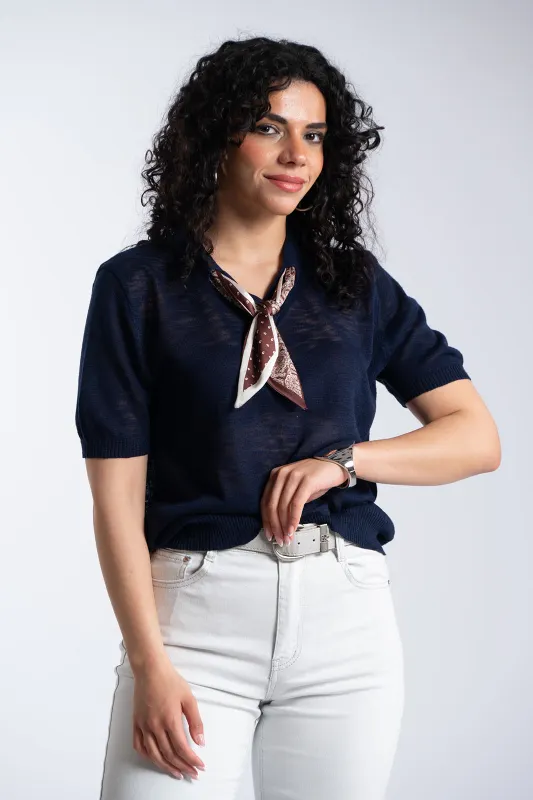 Short-sleeved Blouse Scarf