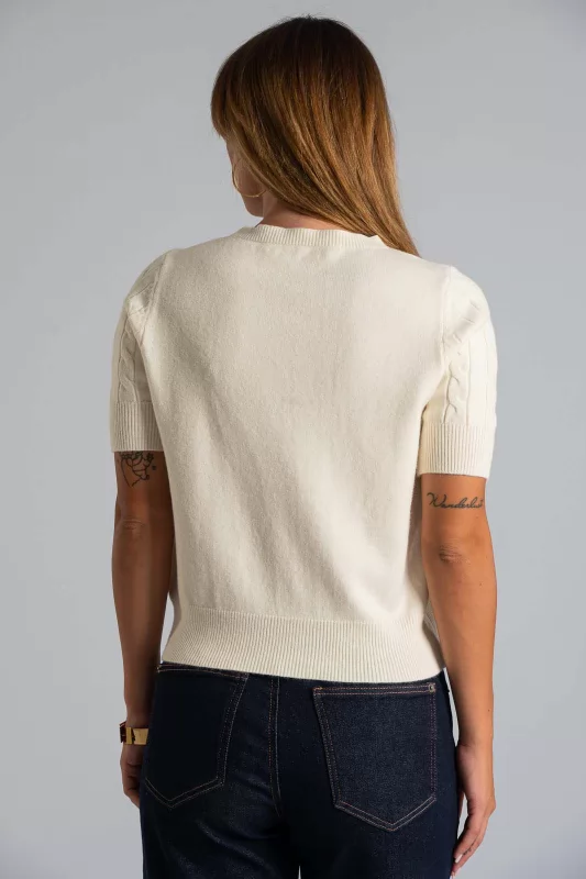 Short Sleeve Knitted Blouse Braid