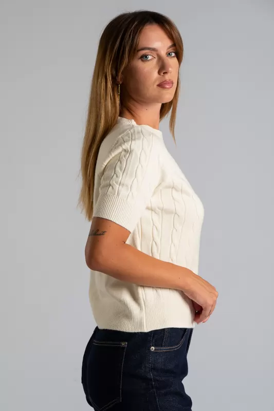 Short Sleeve Knitted Blouse Braid